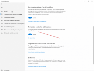 Windows 10 protection contre les falsifications