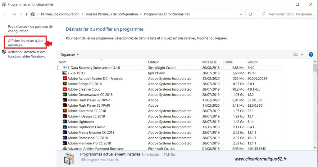 désinstaller mise a jour windows-10 étape 2