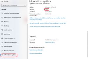 paramètres système windows 10